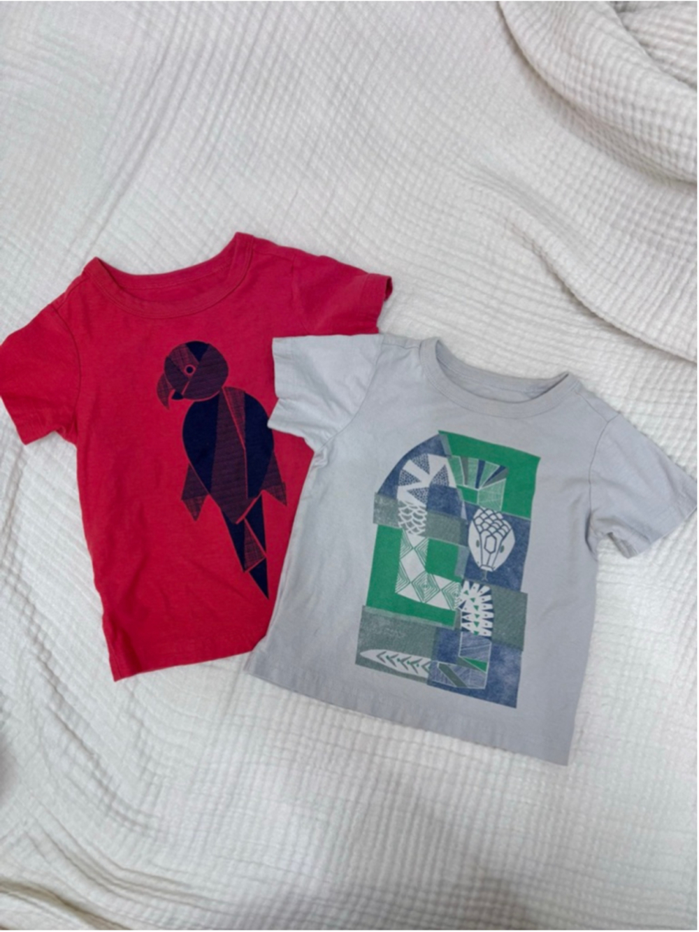 Tea Collection Short Sleeve Tee Bundle 18-24 Months Red Gray bird snake graphic